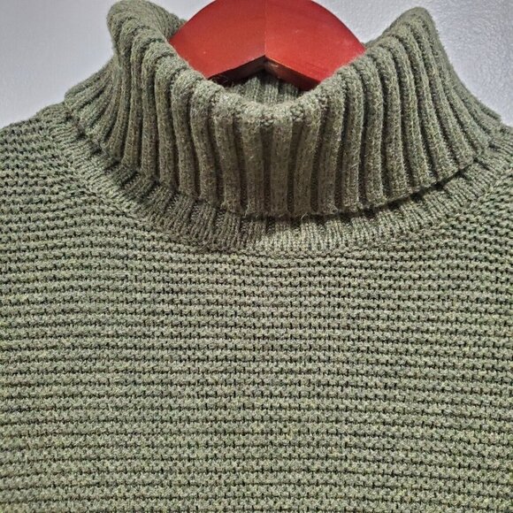 J Crew Women's Sweater Hunter Green Knit Turtleneck Long-Sleeved Wool Blend Sz S - Picture 7 of 14